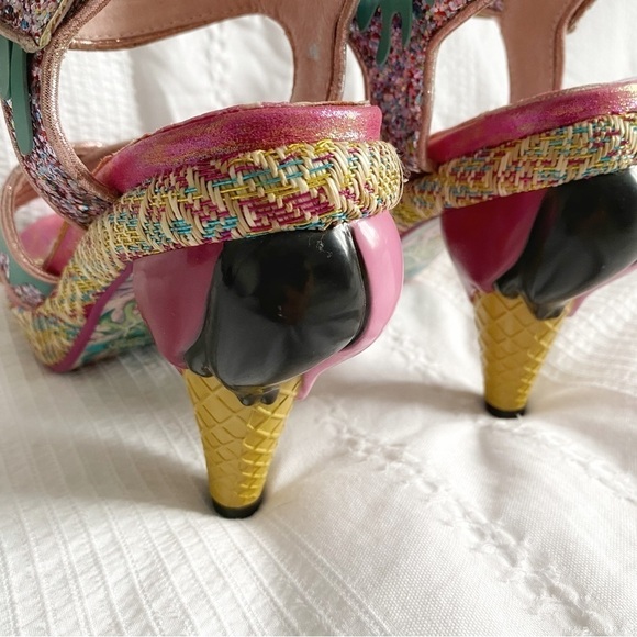 IRREGULAR CHOICE LIMITED EDITION ICECREAM GLITTER STRAPPY HIGH HEEL SANDALS 5.5 - Picture 3 of 9